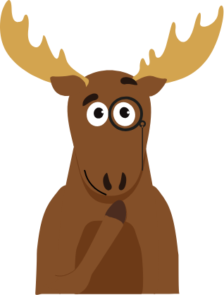 Mason the moose with an eyeglass