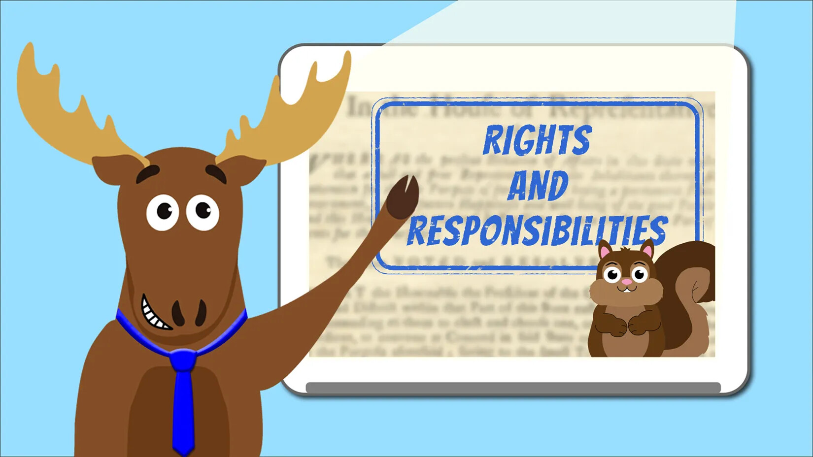 Mason the Moose standing in front of a board with the title of the video on it