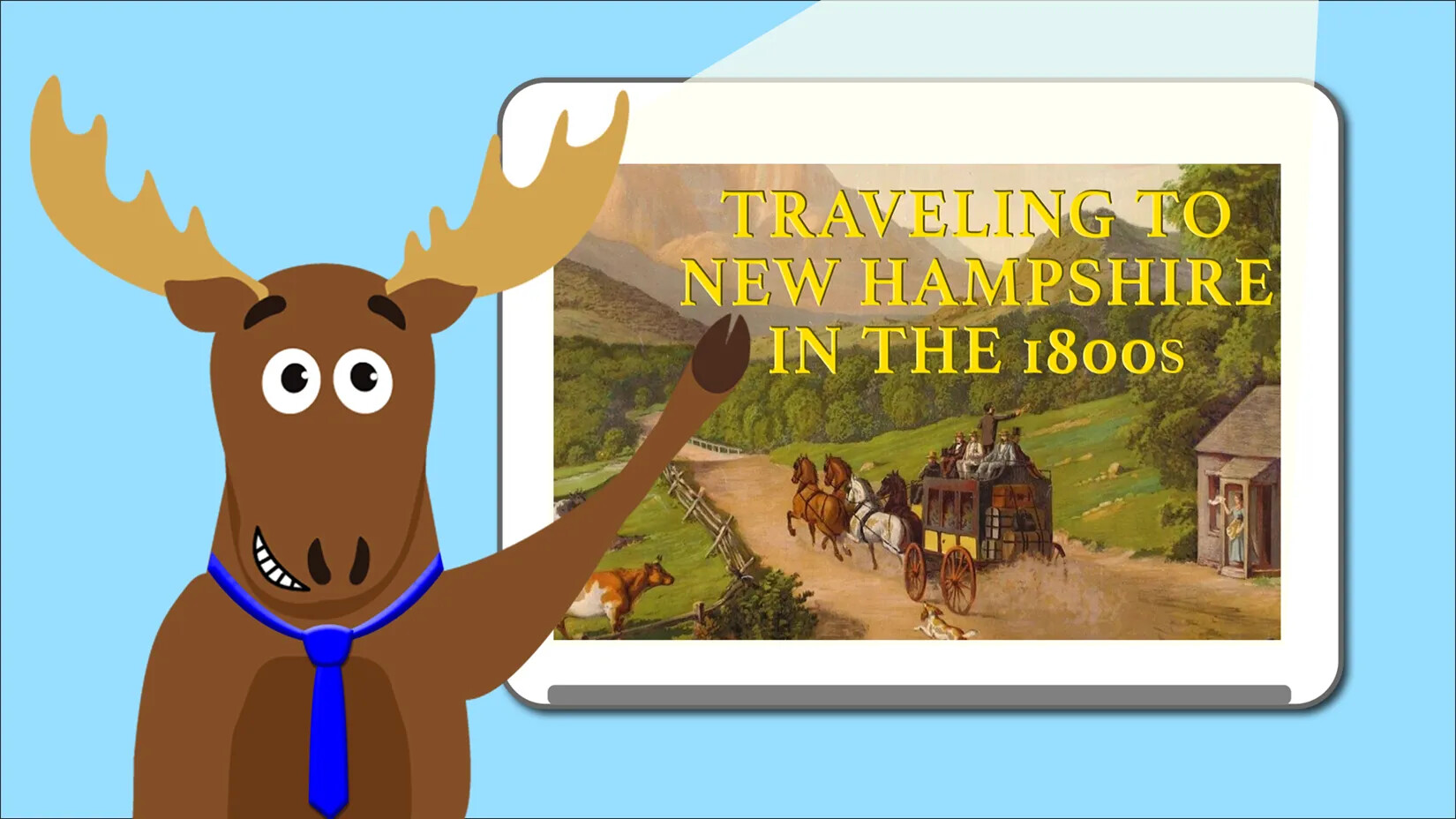 Title screen reading "Mason Explains: Traveling to New Hampshire in the 1800s"