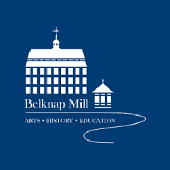 Logo of Belknap Mill with building graphic and text 'Arts • History • Education'.