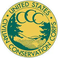 Seal of the United States Civilian Conservation Corps with nature imagery.